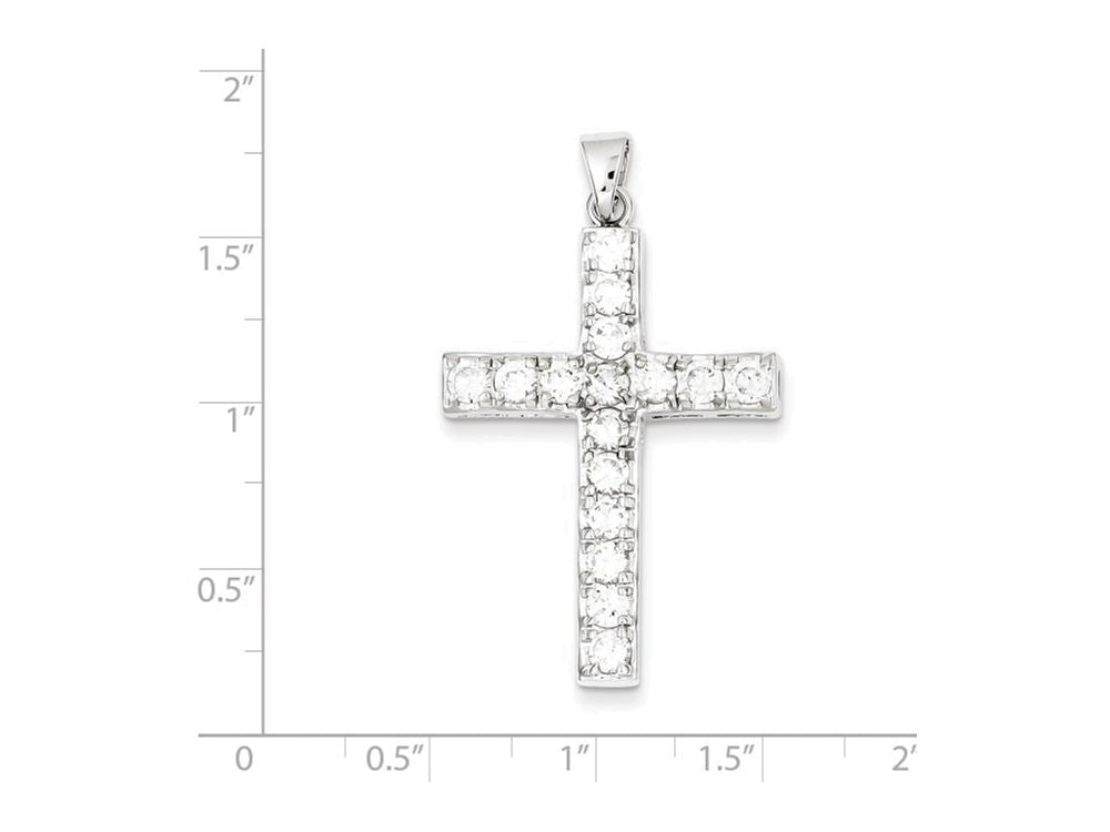 FJC Finejewelers Sterling Silver Cubic Zirconia Latin Cross Pendant Necklace - Chain Included