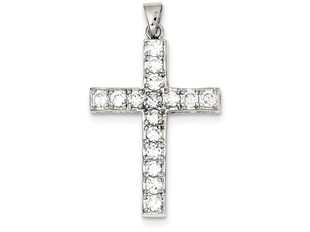FJC Finejewelers Sterling Silver Cubic Zirconia Latin Cross Pendant Necklace - Chain Included