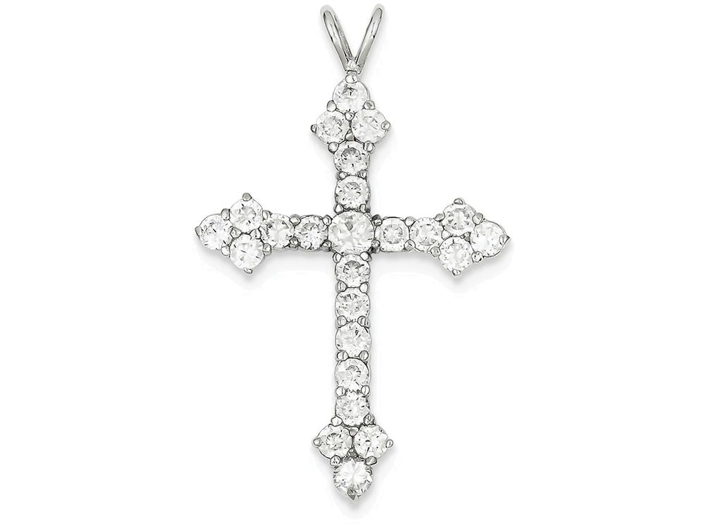 FJC Finejewelers Sterling Silver Cubic Zirconia Cross Pendant Necklace - Chain Included