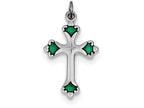 FJC Finejewelers Sterling Silver Green Enameled Budded Cross Charm