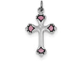 FJC Finejewelers Sterling Silver Pink Enameled Budded Cross Charm