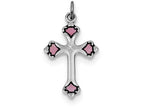 FJC Finejewelers Sterling Silver Pink Enameled Budded Cross Charm