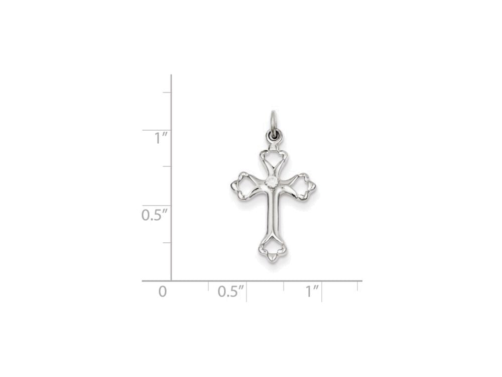 FJC Finejewelers Sterling Silver Budded Cross W/cz Charm