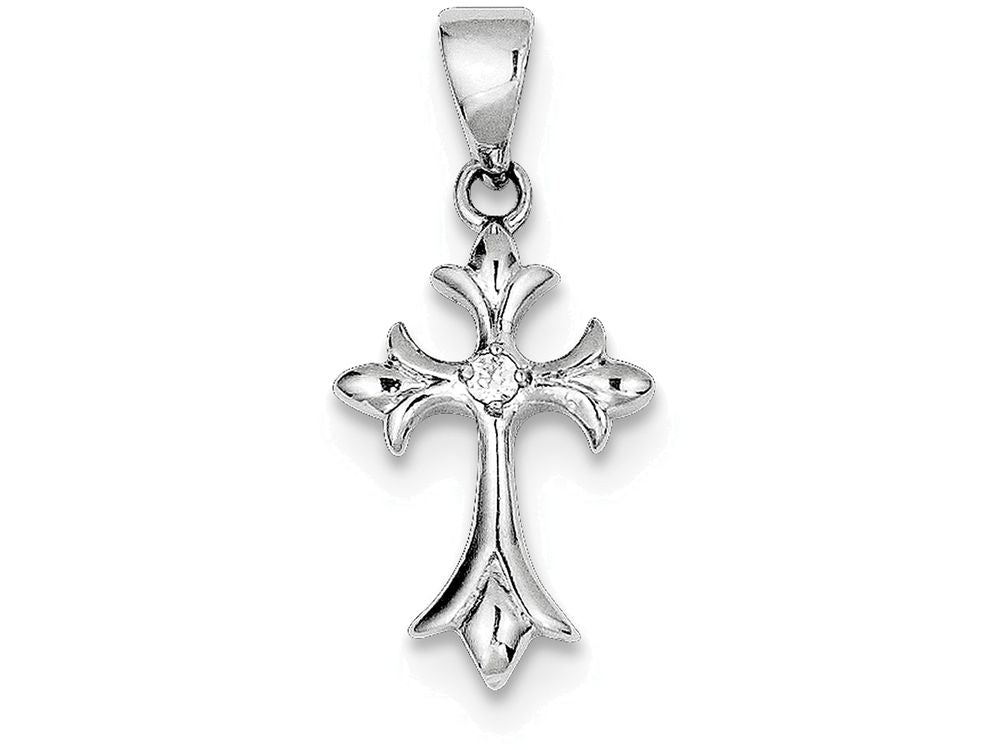 FJC Finejewelers Sterling Silver Cubic Zirconia Cross Pendant Necklace - Chain Included
