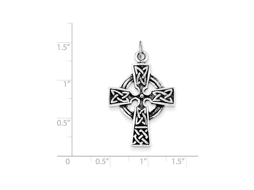 FJC Finejewelers Sterling Silver Antiqued Celtic Cross Charm