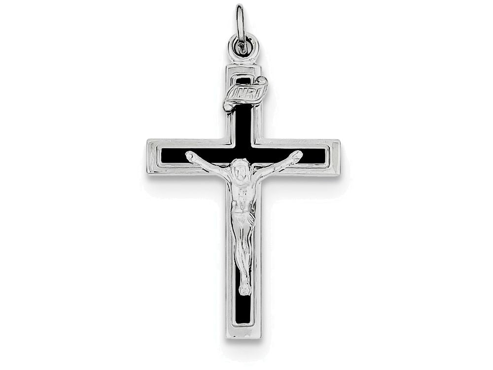 FJC Finejewelers Sterling Silver Enameled Crucifix Pendant Necklace - Chain Included