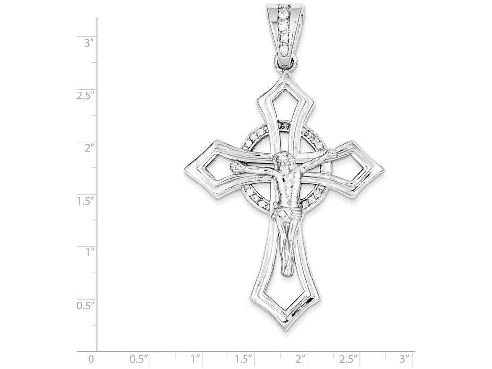 FJC Finejewelers Sterling Silver Cubic Zirconia Crucifix Pendant Necklace - Chain Included