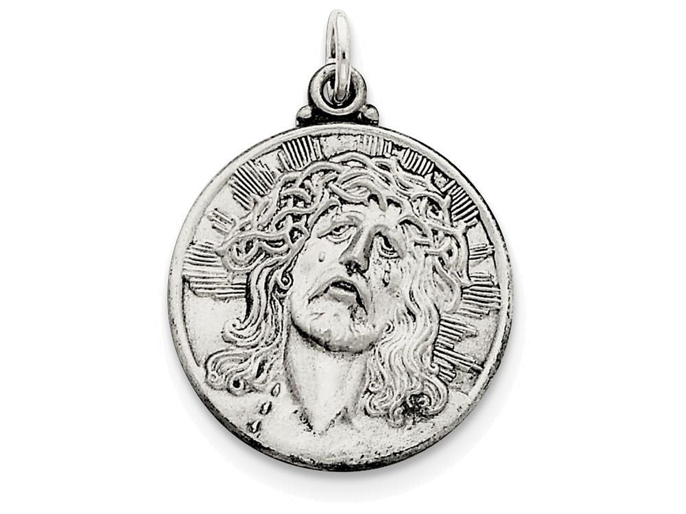 FJC Finejewelers Sterling Silver Antiqued Ecce Homo Medal Pendant Necklace - Chain Included - Chain Included