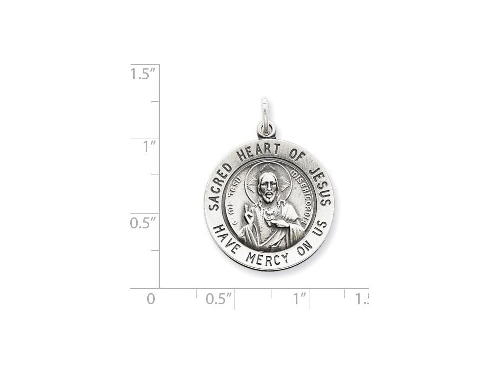 FJC Finejewelers Sterling Silver Sacred Heart Of Jesus Medal Pendant Necklace - Chain Included