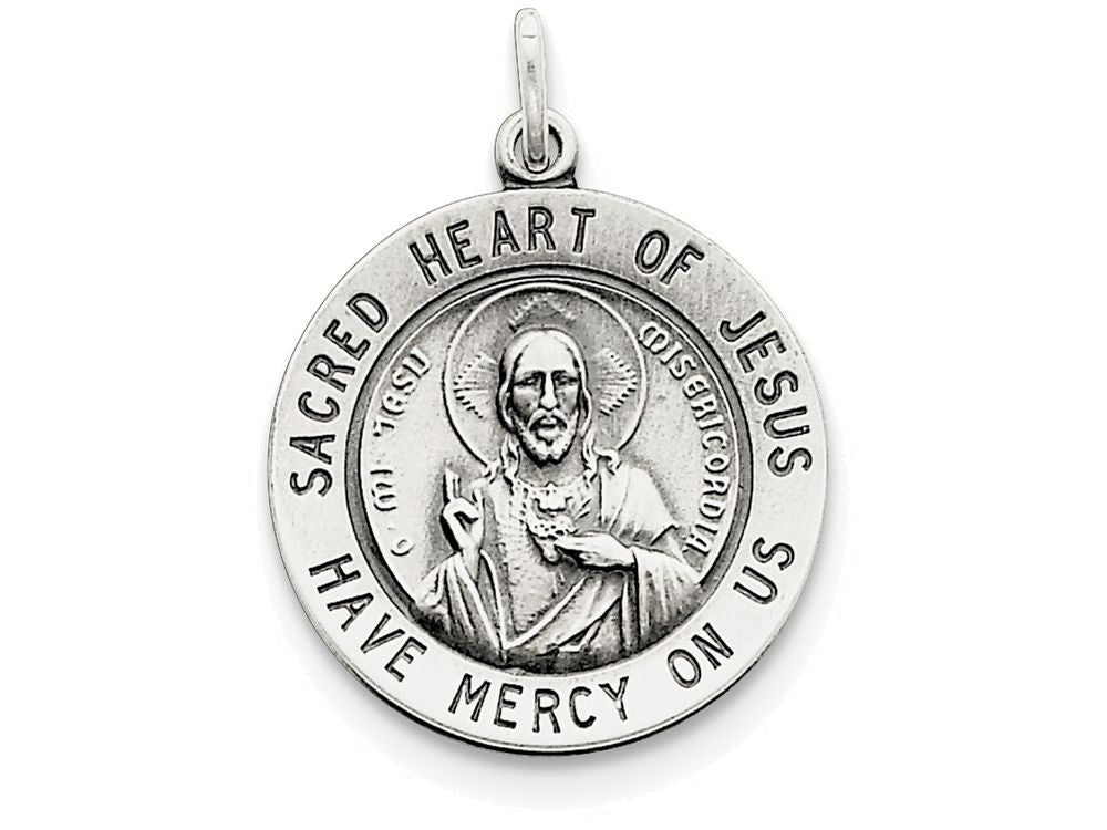 FJC Finejewelers Sterling Silver Sacred Heart Of Jesus Medal Pendant Necklace - Chain Included