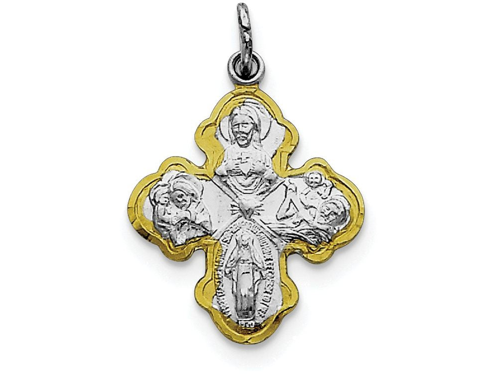 FJC Finejewelers Sterling Silver 4-way Medal Pendant Necklace - Chain Included