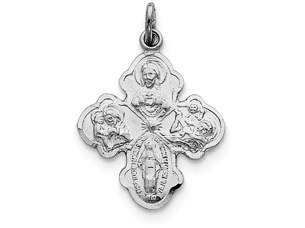 FJC Finejewelers Sterling Silver Satin 4-way Medal Pendant Necklace - Chain Included