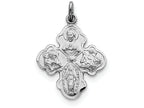 FJC Finejewelers Sterling Silver Satin 4-way Medal Pendant Necklace - Chain Included