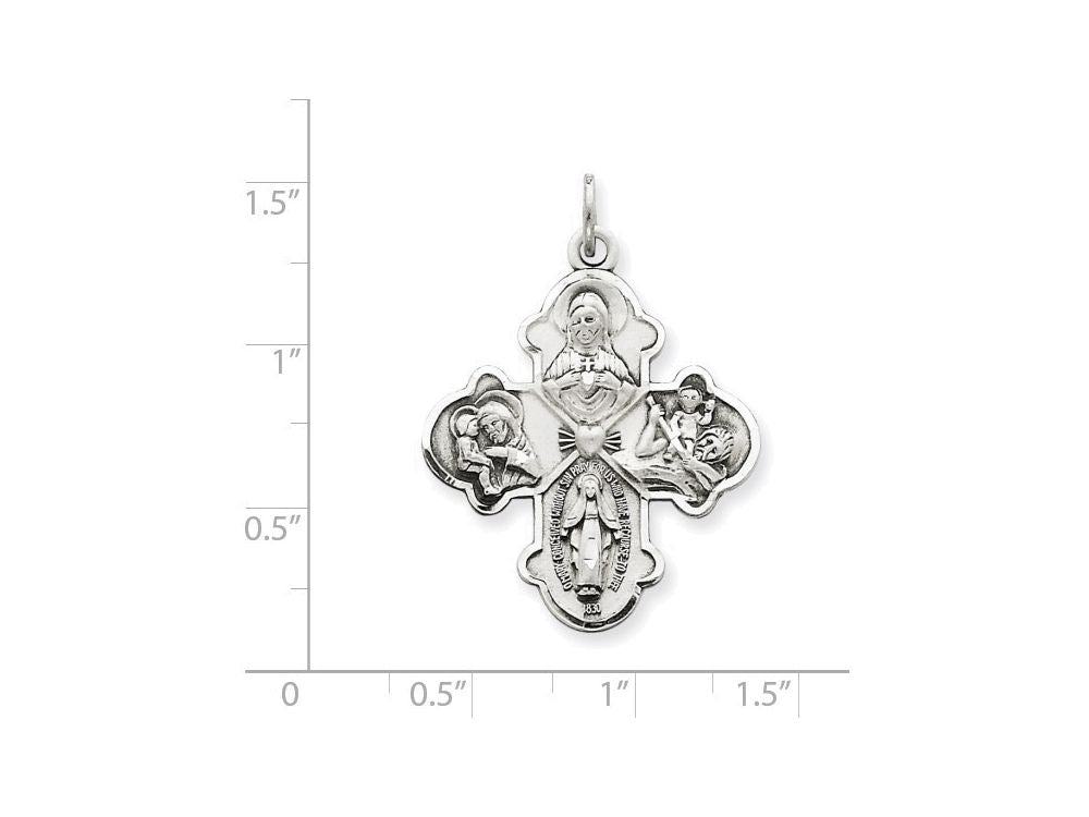 FJC Finejewelers Sterling Silver Antiqued 4-way Medal Pendant Necklace - Chain Included