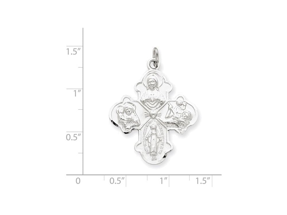 FJC Finejewelers Sterling Silver Satin 4-way Medal Pendant Necklace - Chain Included