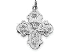 FJC Finejewelers Sterling Silver Satin 4-way Medal Pendant Necklace - Chain Included