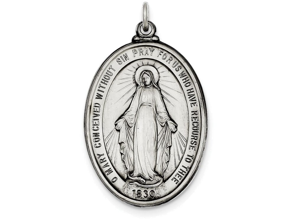 FJC Finejewelers Sterling Silver Antiqued Miraculous Medal Pendant Necklace - Chain Included