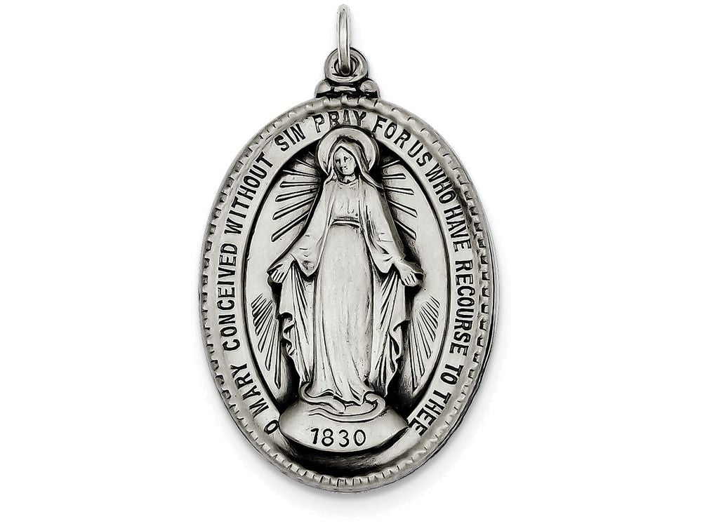 FJC Finejewelers Sterling Silver Antiqued Miraculous Medal Pendant Necklace - Chain Included