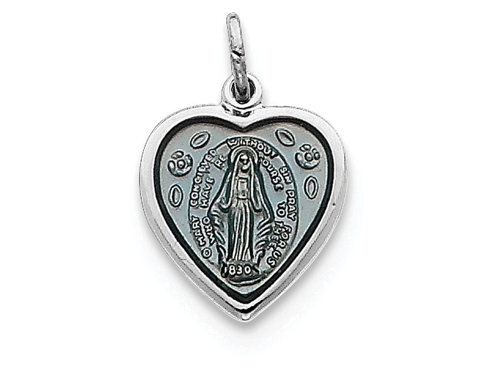 FJC Finejewelers Sterling Silver Miraculous Heart Medal Pendant Necklace - Chain Included