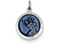 FJC Finejewelers Sterling Silver Blue Epoxy St. Christopher Medal Pendant Necklace - Chain Included
