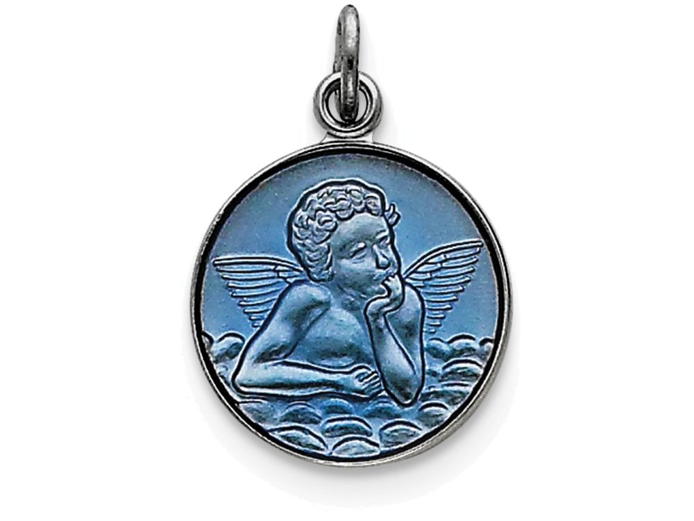 FJC Finejewelers Sterling Silver Blue Epoxy Angel Charm