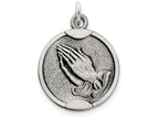 FJC Finejewelers Sterling Silver Antiqued Praying Hands Medal Pendant Necklace - Chain Included