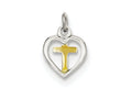 FJC Finejewelers Sterling Silver Cross In Heart Charm