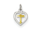 FJC Finejewelers Sterling Silver Cross In Heart Charm
