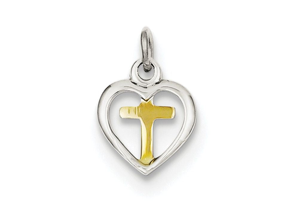 FJC Finejewelers Sterling Silver Cross In Heart Charm