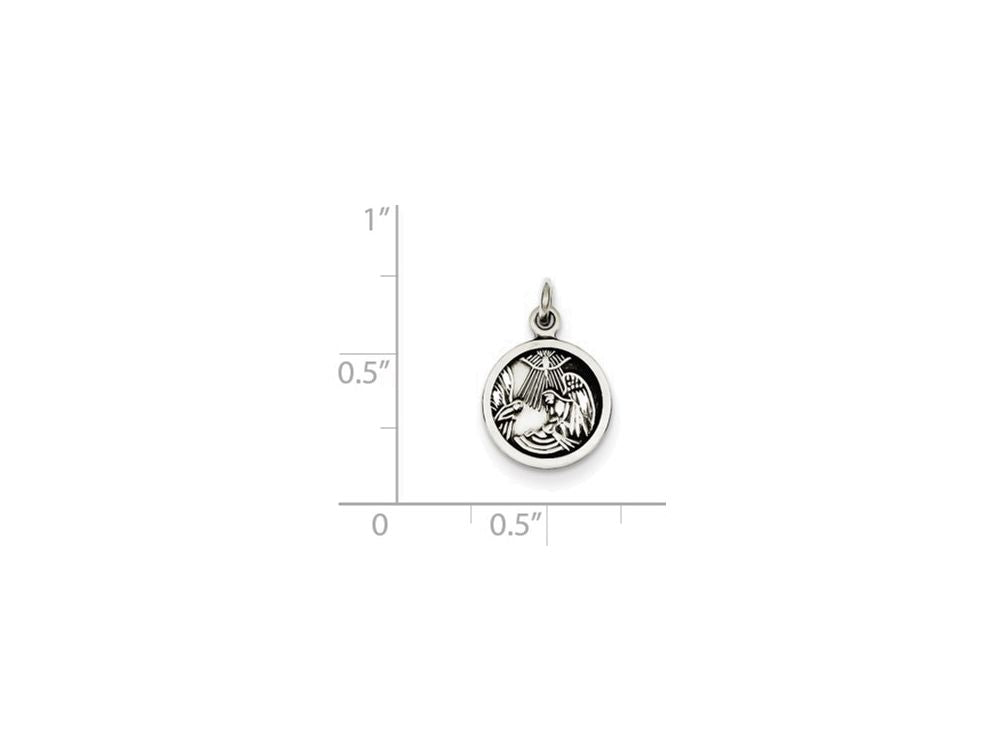 FJC Finejewelers Sterling Silver Antiqued Baptism Medal Pendant Necklace - Chain Included