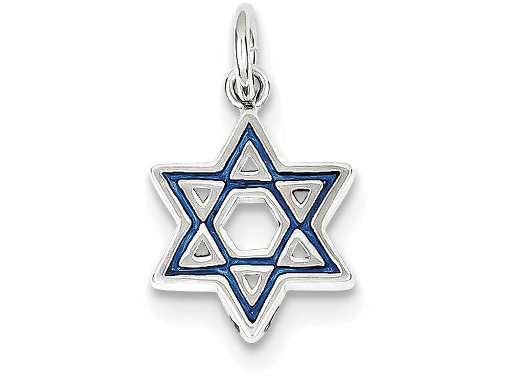 FJC Finejewelers Sterling Silver Enameled Blue Star Of David Charm