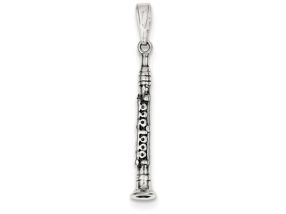 FJC Finejewelers Sterling Silver Antiqued Clarinet Charm