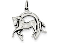 FJC Finejewelers Sterling Silver Antiqued Horse In Horshoe Charm