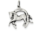 FJC Finejewelers Sterling Silver Antiqued Horse In Horshoe Charm
