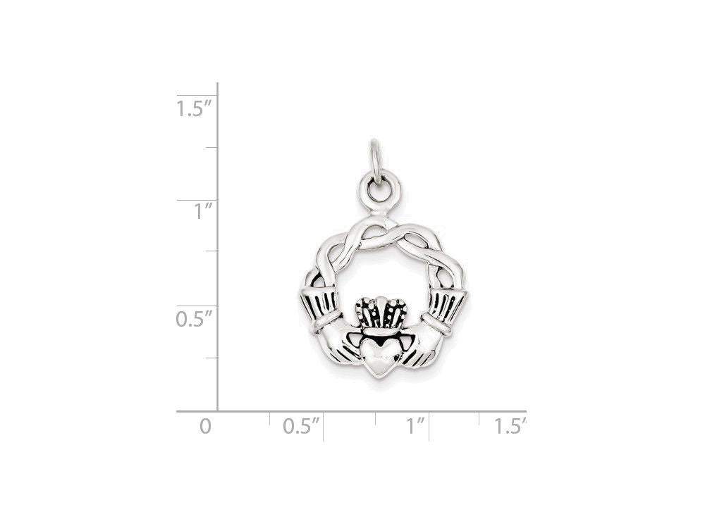 FJC Finejewelers Sterling Silver Antiqued Claddagh Pendant Necklace - Chain Included