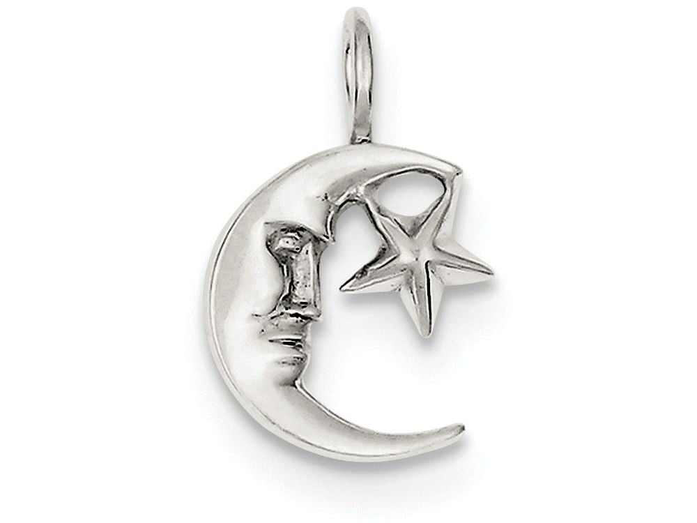FJC Finejewelers Sterling Silver Moon W/star Charm