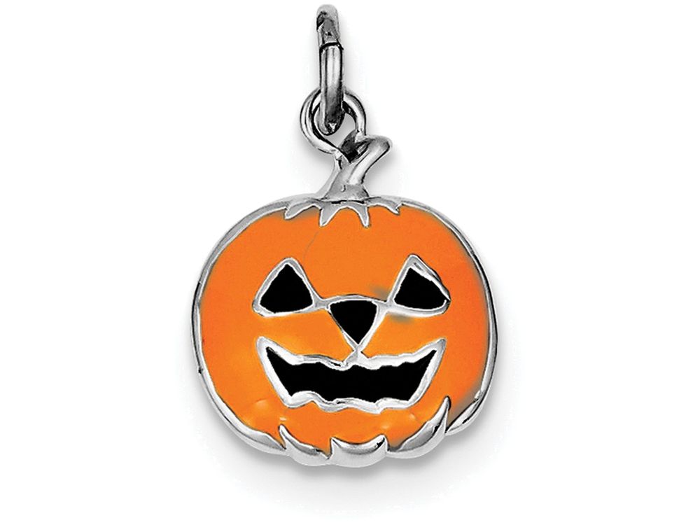 FJC Finejewelers Sterling Silver Orange Jack-a-lantern Charm