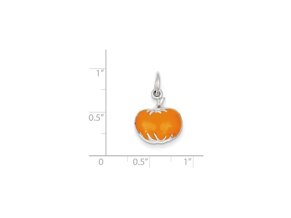 FJC Finejewelers Sterling Silver Orange Enameled Pumpkin Charm