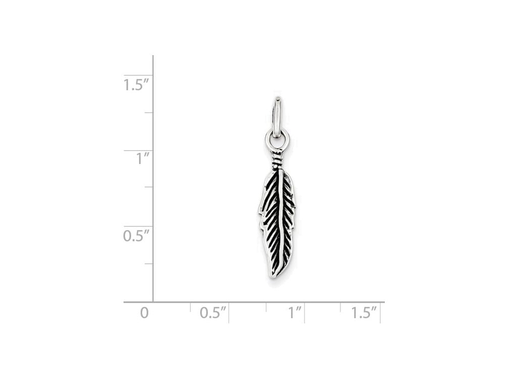 FJC Finejewelers Sterling Silver Antiqued Feather Charm