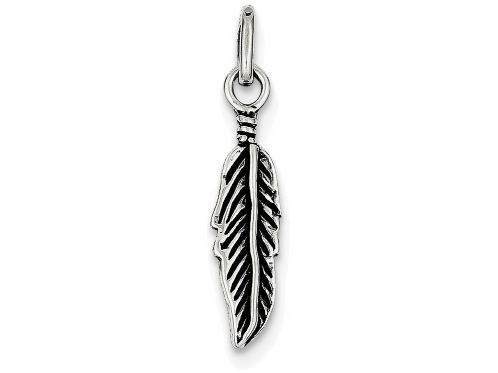 FJC Finejewelers Sterling Silver Antiqued Feather Charm
