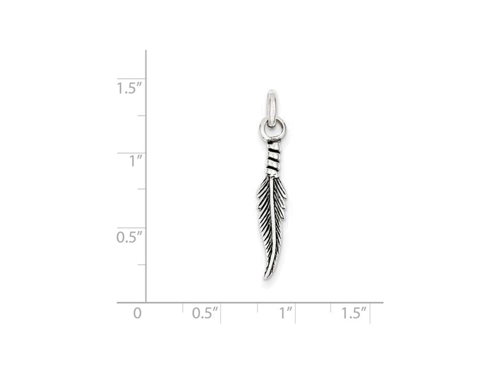 FJC Finejewelers Sterling Silver Antiqued Feather Charm