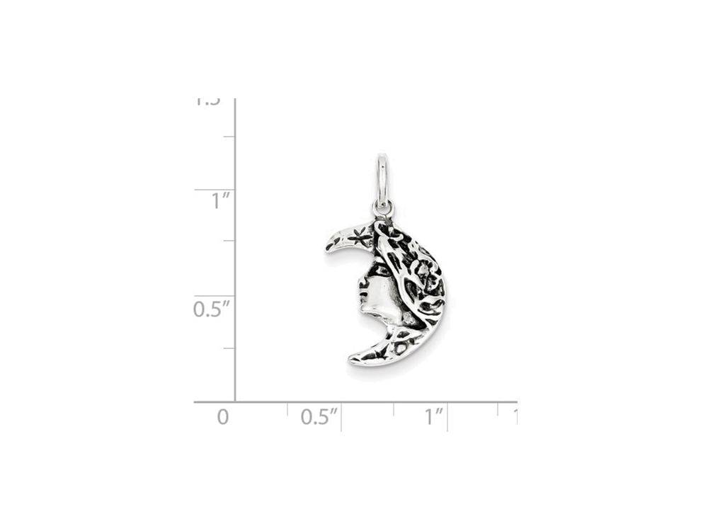 FJC Finejewelers Sterling Silver Antiqued Moon Charm
