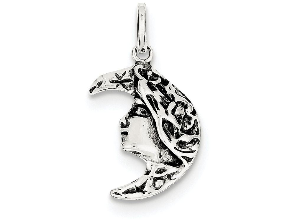 FJC Finejewelers Sterling Silver Antiqued Moon Charm
