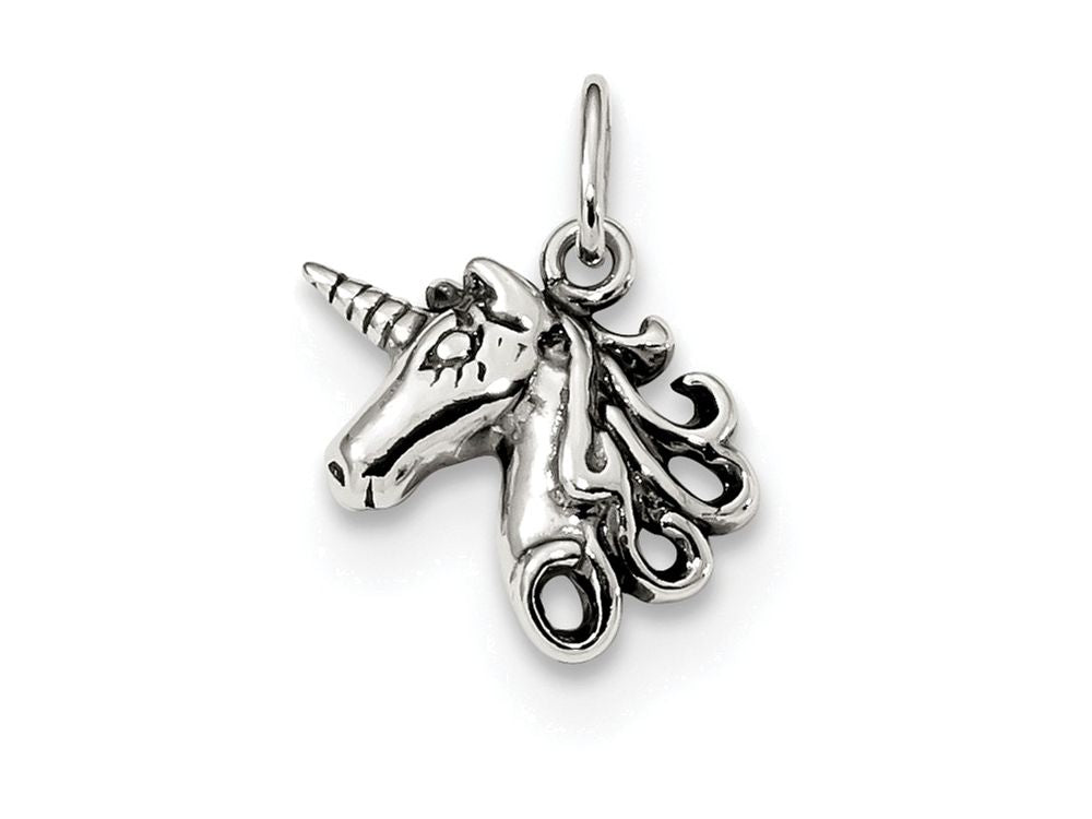 FJC Finejewelers Sterling Silver Antiqued Unicorn Head Charm