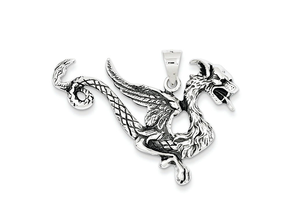 FJC Finejewelers Sterling Silver Antiqued Dragon Charm