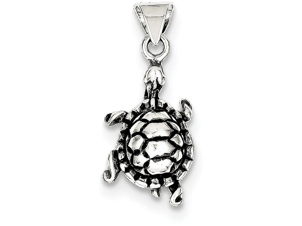 FJC Finejewelers Sterling Silver Antiqued Turtle Charm
