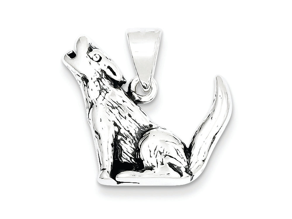 FJC Finejewelers Sterling Silver Antiqued Wolf Charm