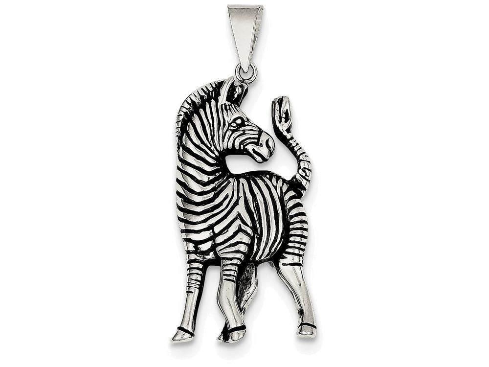 FJC Finejewelers Sterling Silver Antiqued Zebra Pendant Necklace - Chain Included