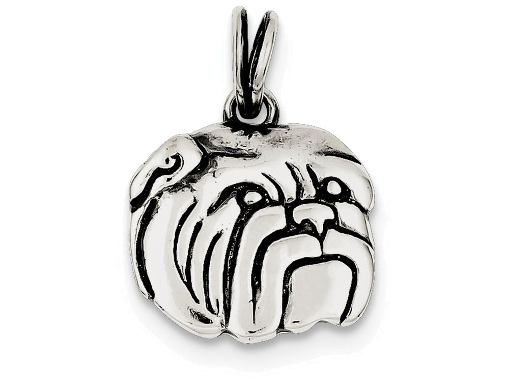 FJC Finejewelers Sterling Silver Antiqued Bulldog Charm