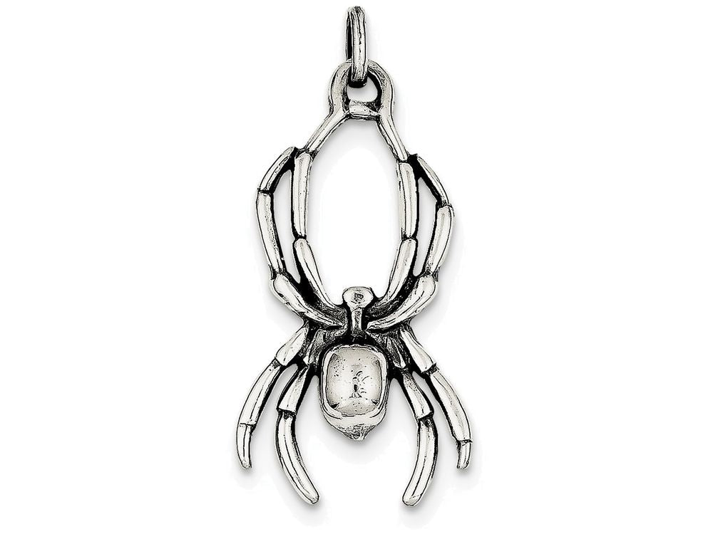 FJC Finejewelers Sterling Silver Antiqued Spider Pendant Necklace - Chain Included